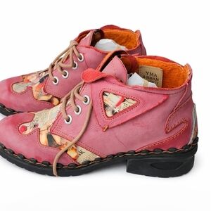 Pink Artistic Ankle Boots Size 8 To 8.5